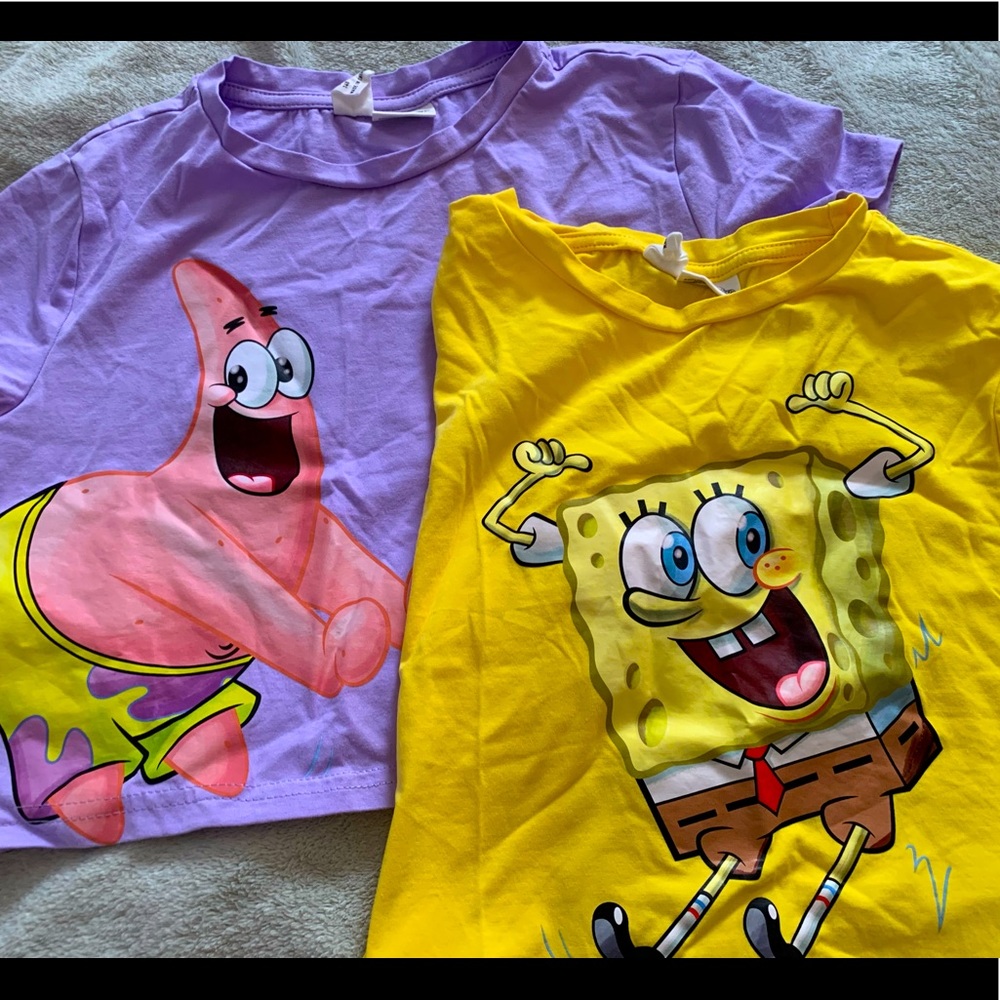 Two Sponge Bob t-shirts.
